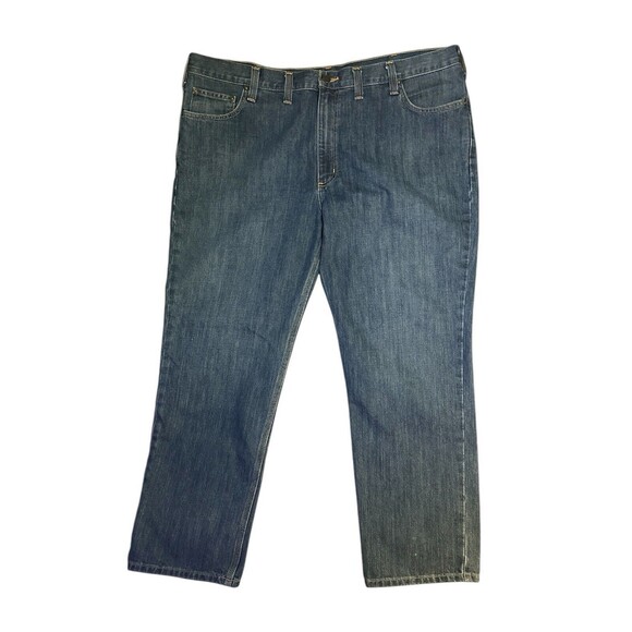Carhartt Men’s Straight Traditional Fit Jeans Size 44x30 14806 Work Denim Blue - Picture 1 of 3